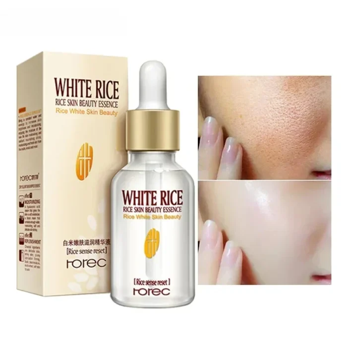 White Rice Face Serum Cream Anti Aging Lines and Wrinkles for Glowing Skin Firm Care Essence - Image 3