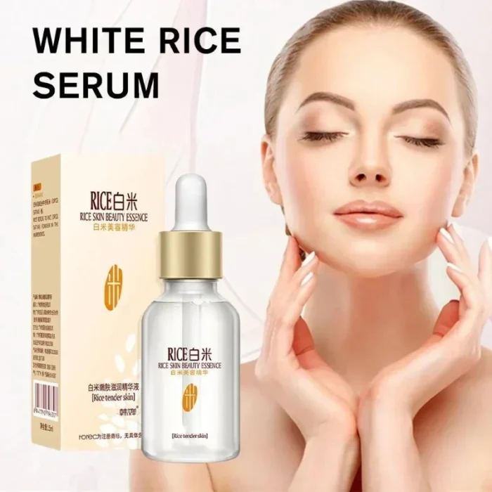 White Rice Face Serum Cream Anti Aging Lines and Wrinkles for Glowing Skin Firm Care Essence - Image 2