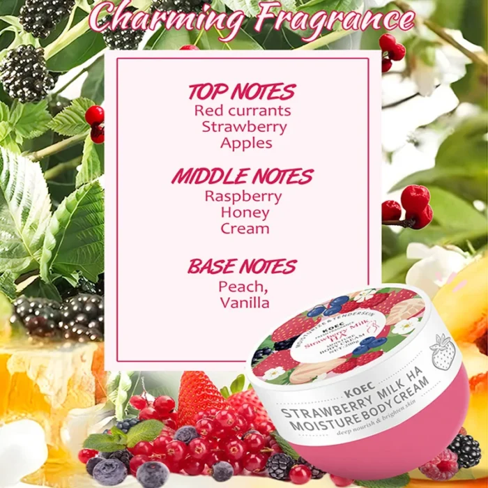 200g Strawberry Milk Body Moisturizing Firming Cream For Chicken Skin Lighten Melanin Hydrating Nourishing Brighten Care Lotion - Image 4