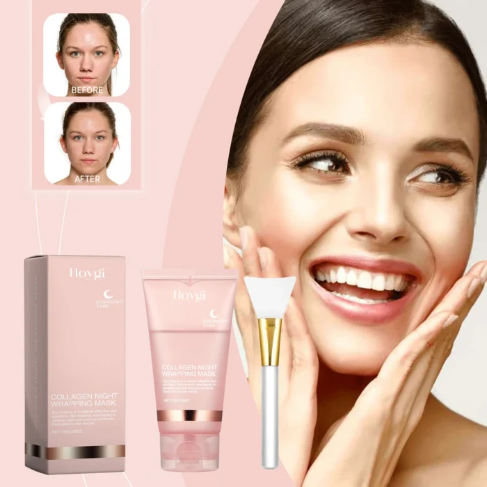 ⁦قناع كولاجين مقشر للوجه قناع كولاجين لتنظيف الوجه بلطف وترطيب عميق وترطيب عميق للوجه قناع ليلي للعناية بالبشرة كريم كوري للعناية بالبشرة⁩ - الصورة ⁦2⁩
