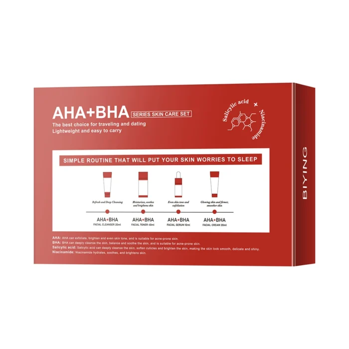AHA+BHA Series Skin Care Set 4pcs Facial Toner Serum Cream Korean Beauty - Image 5