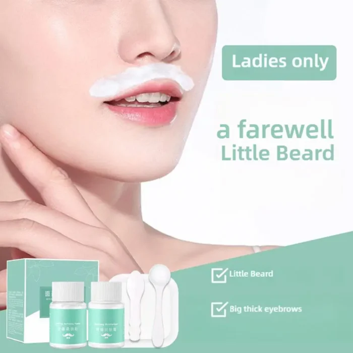 Facial Hair Removal Bleaching Kit Moustache Eyebrow Lightening Kit with Moisturizing Formula Gentle Skin-Friendly Whiten Cream - Image 2