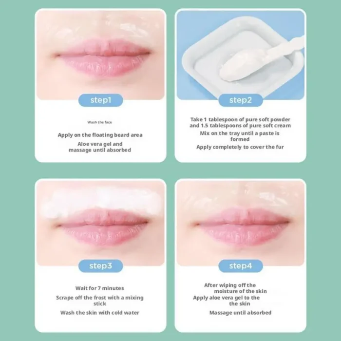 Facial Hair Removal Bleaching Kit Moustache Eyebrow Lightening Kit with Moisturizing Formula Gentle Skin-Friendly Whiten Cream - Image 6