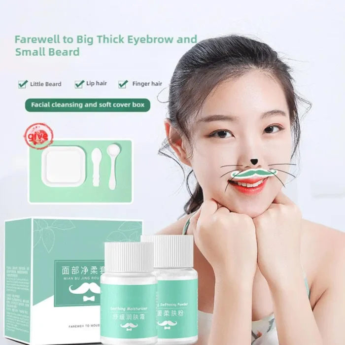Facial Hair Removal Bleaching Kit Moustache Eyebrow Lightening Kit with Moisturizing Formula Gentle Skin-Friendly Whiten Cream - Image 3